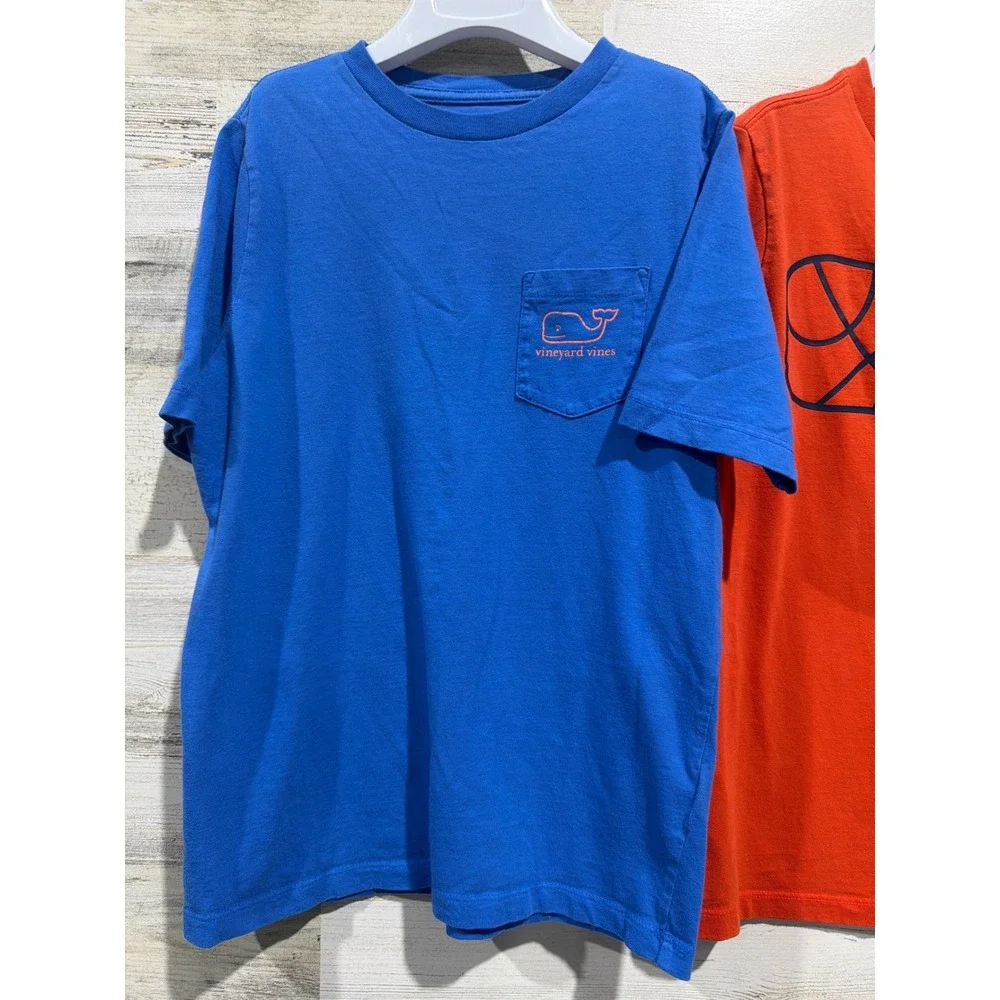 Vineyard Vines T-Shirt Lot Boys Small 8-10 Blue Orange Whale Basketball Prep